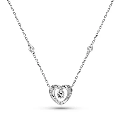 Серебряное колье Сердце с фианитами (арт. 7507/2260)
