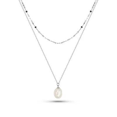 Серебряное колье с жемчугом (арт. 7507/2306жб)