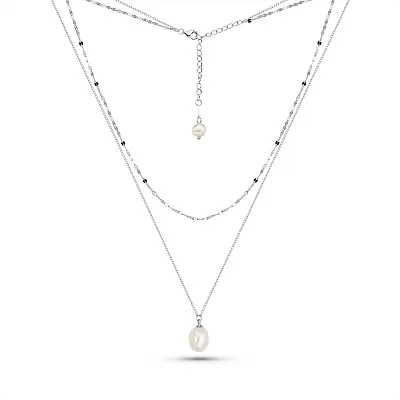 Серебряное колье с жемчугом (арт. 7507/2306жб)
