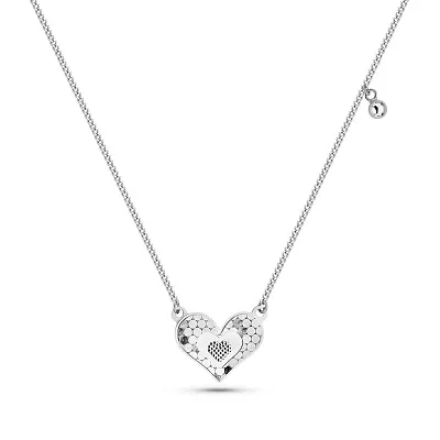 Серебряное колье Сердце без камней (арт. 7507/2289)