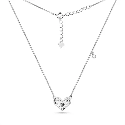 Серебряное колье Сердце без камней (арт. 7507/2289)