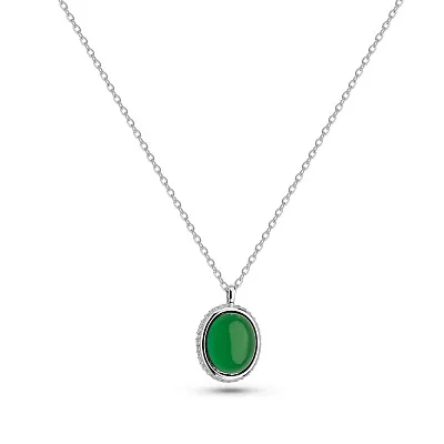 Серебряное колье с агатом и фианитами  (арт. 7507/2299Аз)