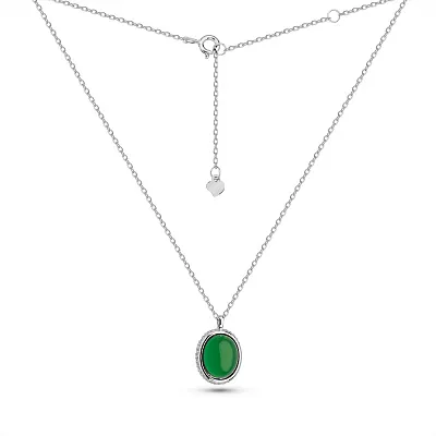 Серебряное колье с агатом и фианитами  (арт. 7507/2299Аз)