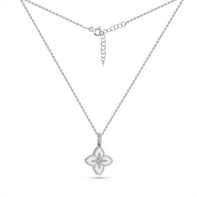 Серебряное колье с ониксом и фианитами (арт. 7507/2334/15об)