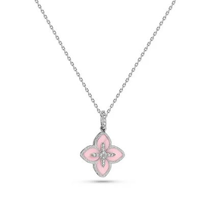 Серебряное колье Цветок с ониксом и фианитами (арт. 7507/2334/15ор)