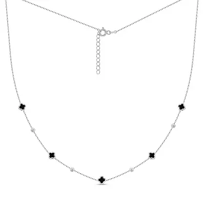 Серебряное колье с черным ониксом (арт. 7507/2323/5о)